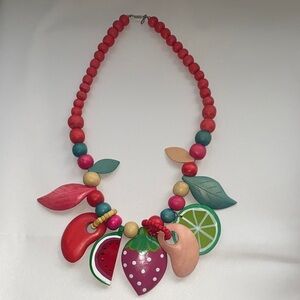 Wooden necklace with fruit hand painted